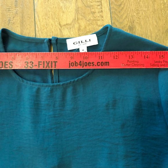 Gilli Faux Wrap Short Sleeve Dress - Fit & Flare - Size Medium - Teal Color - - Picture 7 of 12